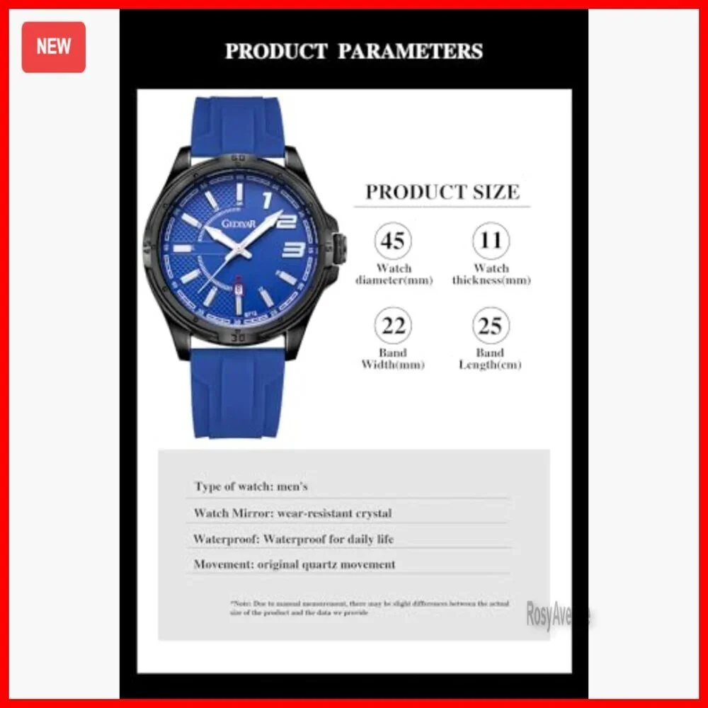 Men's Military Analog Quartz Watch with Silicone Strap Waterproof Large Face